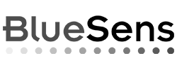 BlueSens Company Logo in black and white